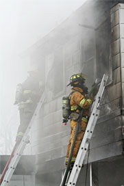 Two firefighters in a rescue